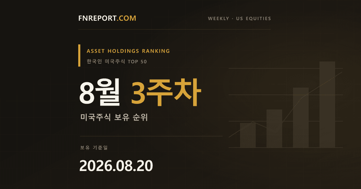한국인이 가장 많이 보유한 미국 주식 순위 (2026.08.20)