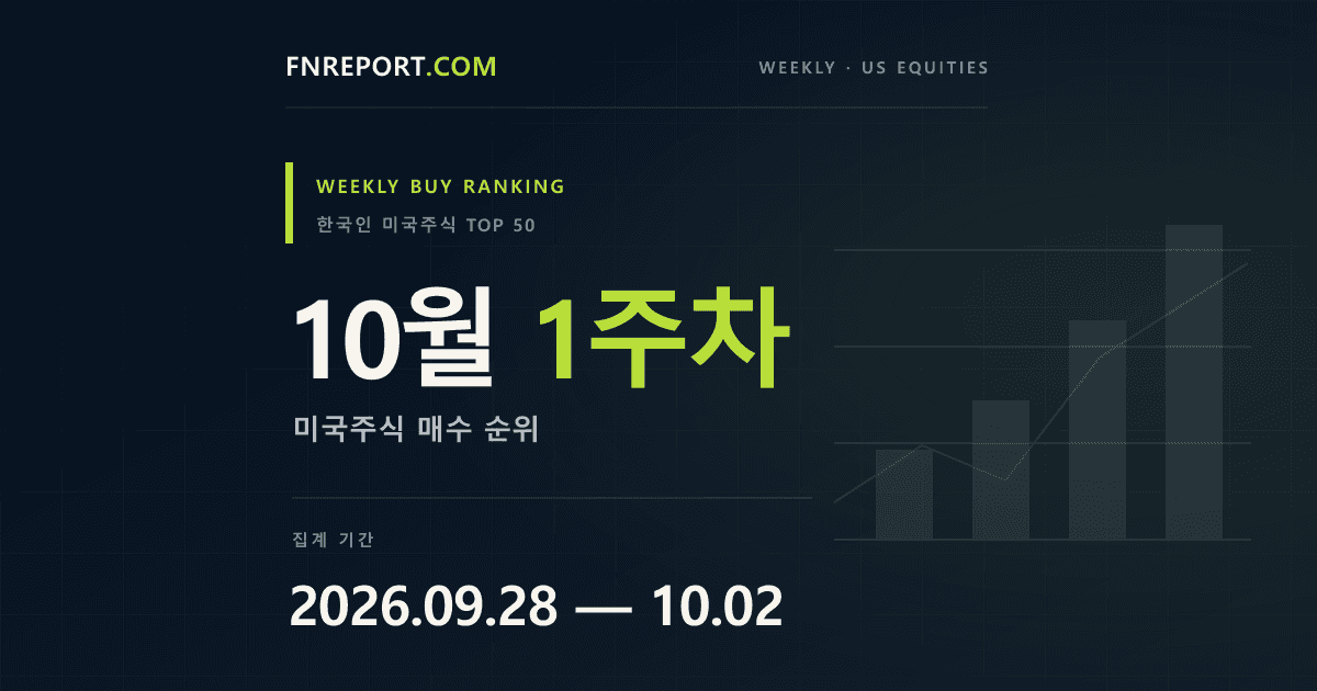 한국인이 가장 많이 매수한 미국 주식 순위 (2026.09.28~2026.10.02)