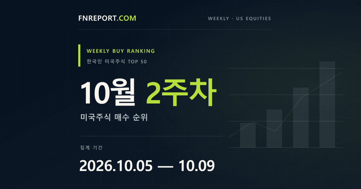 한국인이 가장 많이 매수한 미국 주식 순위 (2026.10.05~2026.10.09)