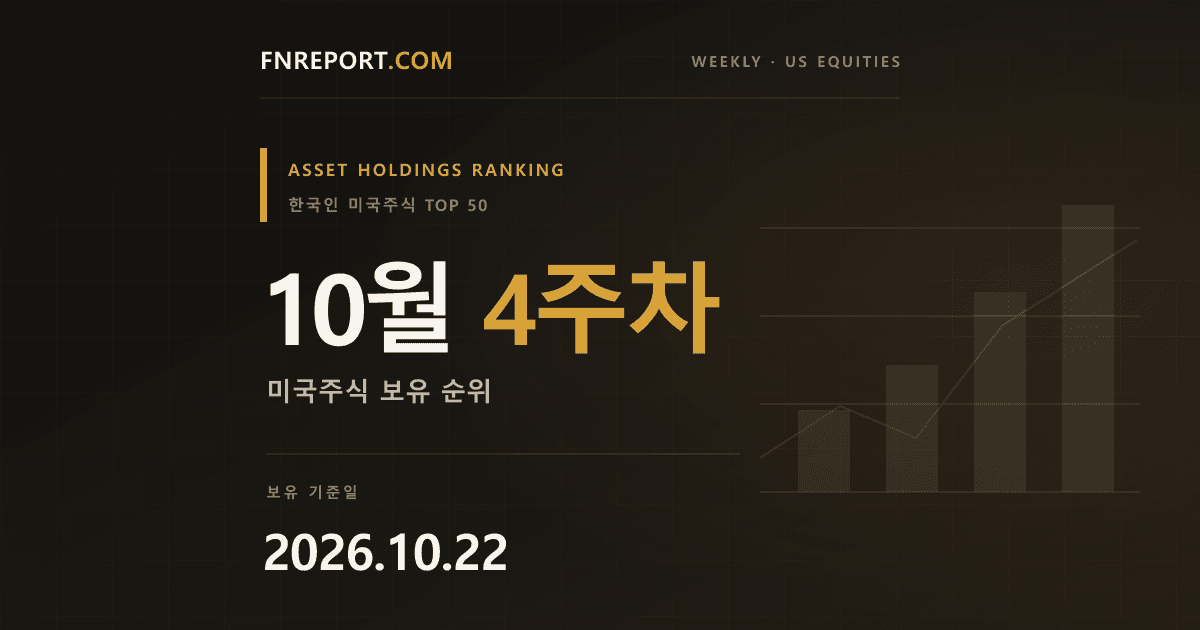 한국인이 가장 많이 보유한 미국 주식 순위 (2026.10.22)